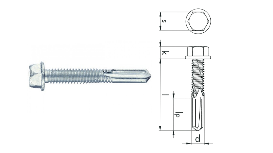 VITI AUTOFORANTI PER METALLI TESTA ESAGONALE PUNTA EXTRALUNGA
