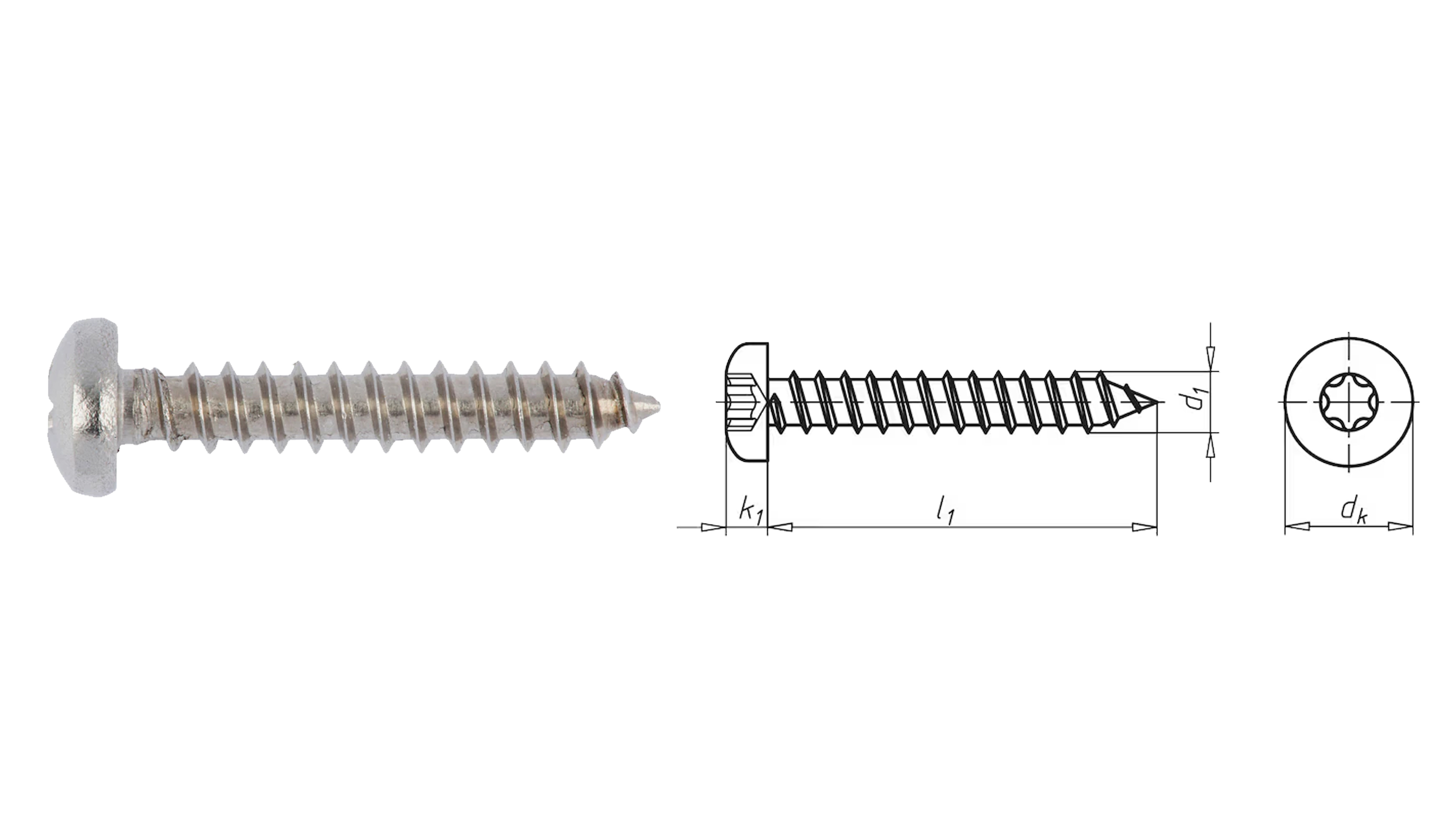 VITI AUTOFILETTANTI PER METALLI TESTA CILINDRICA BOMBATA IMPRONTA TX