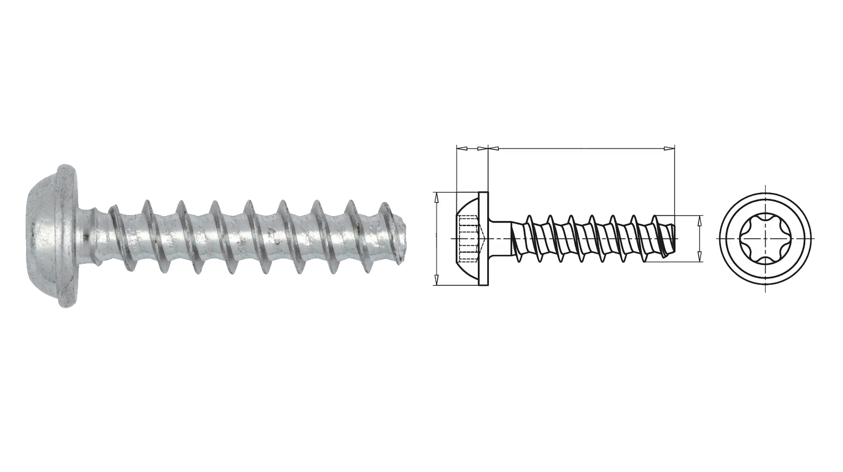 VITI PER TERMOPLASTICA TESTA CILINDRICA IMPRONTA TX CON FINTA RONDELLA