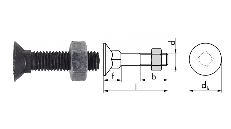 VITI A TESTA PIANA CON QUADRO SOTTOTESTA CON DADO TUTTO FILETTO
