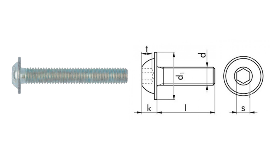 VITI METRICHE TESTA CILINDRICA BOMBATA ISO 7380-2 CON FINTA RONDELLA