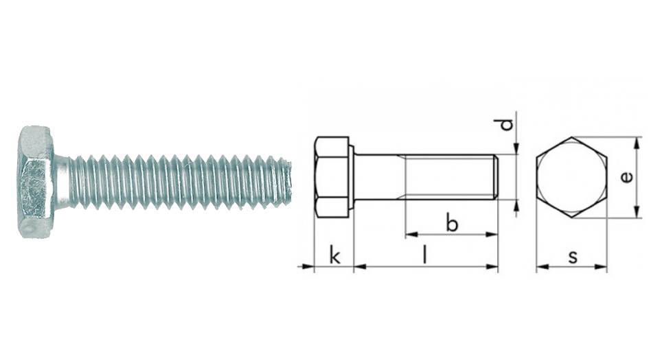 VITI IN POLLICI TESTA ESAGONALE INTERAMENTE FILETTATE