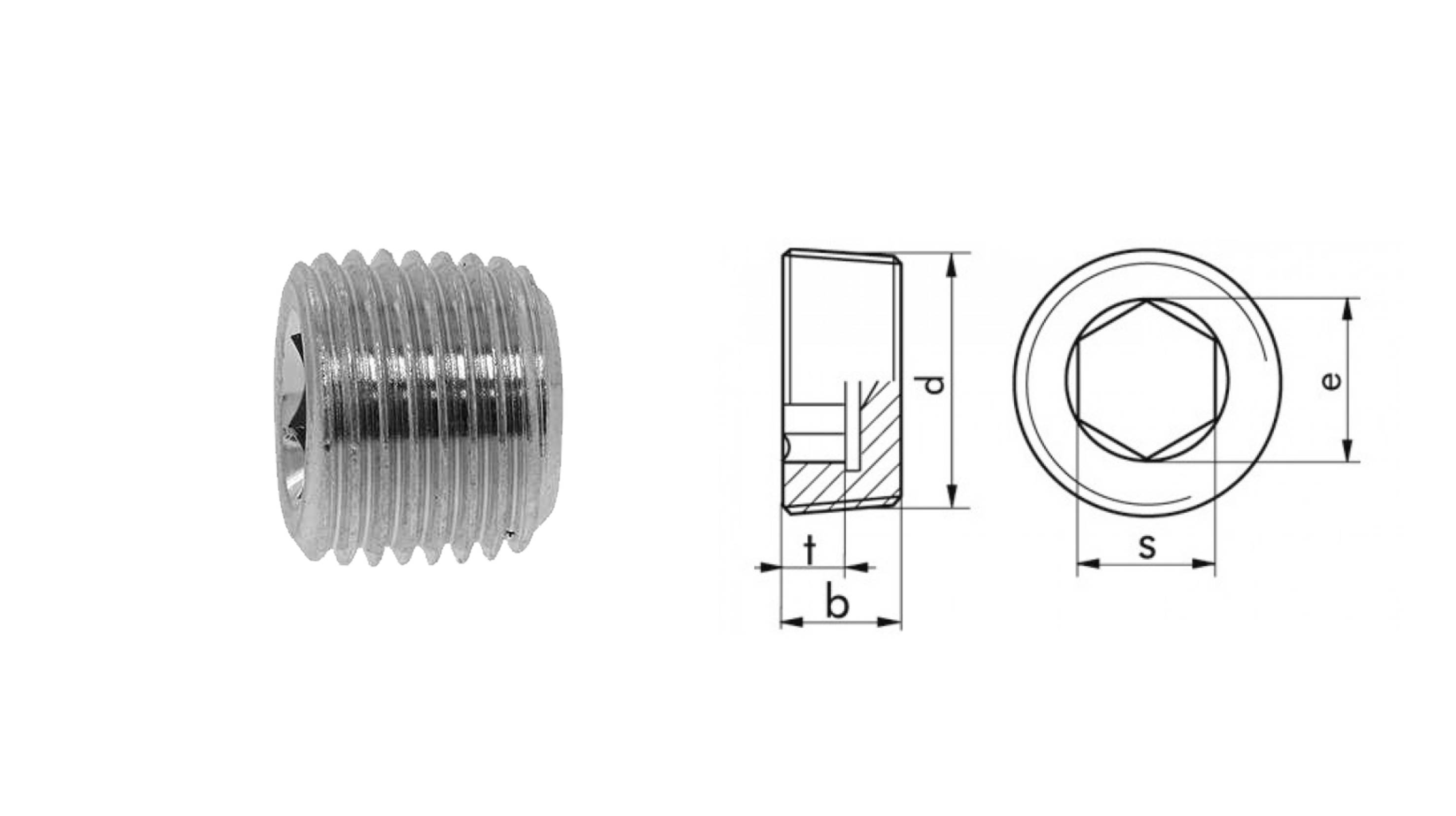 TAPPI CONICI ESAGONO INCASSATO DIN 906 IN POLLICI