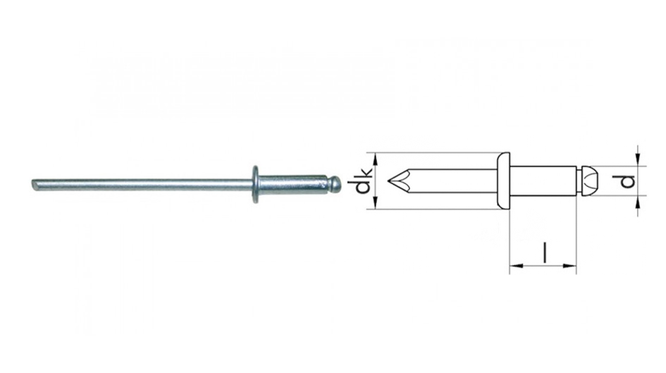 RIVETTI A STRAPPO IN ACCIAIO CON CHIODO IN ACCIAIO ZINCATO