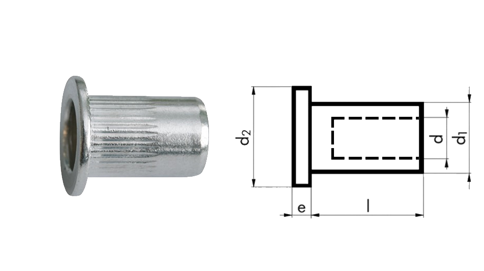 RIVETTI FILETTATI TESTA PIANA CORPO ZIGRINATO